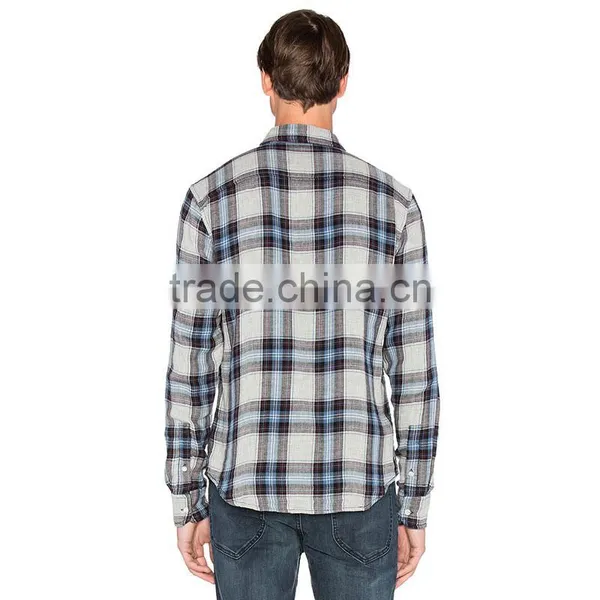 OEM Wholesale Cheap Flannel Warm Plaid Style Mens Heavy Cotton Shirts photo-3