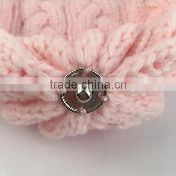 Myfur Fuzzy Big Raccoon Fur Bobble Cable Knit Hat Wholesale Girls Beanie photo-5