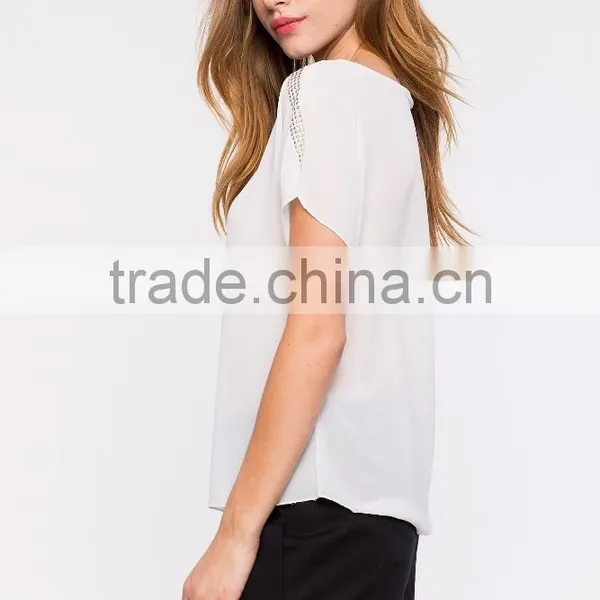 Online Shopping Women Clothes Fashion Embellished Lady Blouse photo-4