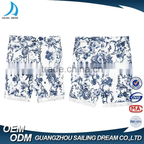 2016 Factory Price Flower Pattern Beach Cheap Cotton Fashion Short Pants Men photo-2