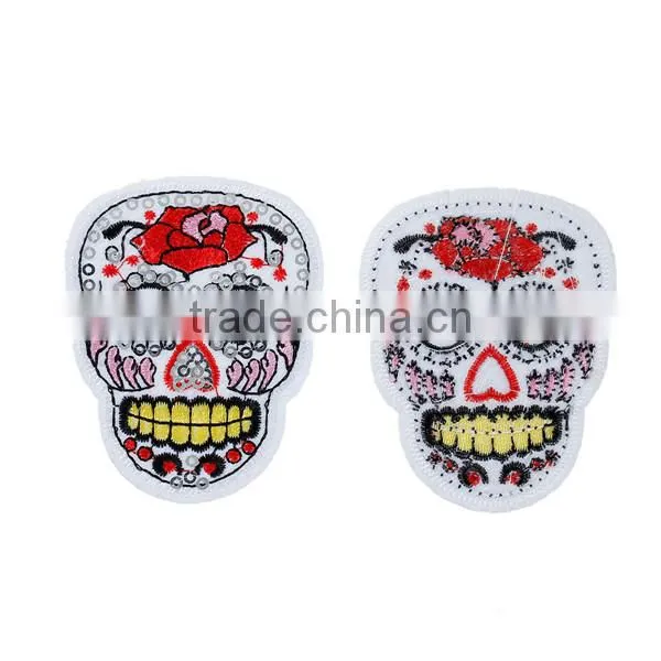 DIY Scrapbooking Craft Halloween Skull Sequins Stick On Fabric Polyester Appliques photo-3