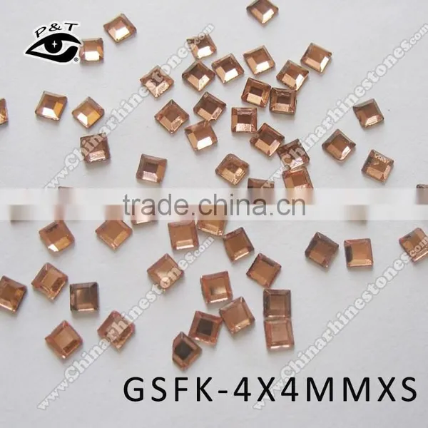 4X4MM Peach Color Rhinestone Square Shaped Hot Fix Rhinestone for Clothing photo-2