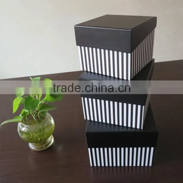 Gift Box Set - Gift Box Stripe Square Lime Set of 3 Black photo-2
