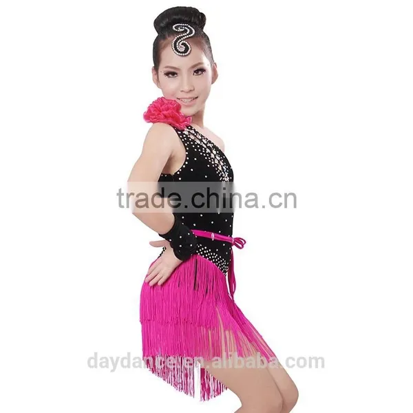 Girls Kids Latin Dance Costumes Fringe Children Ballroom Stage Dance Wear photo-3
