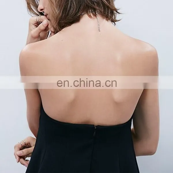 Taiwan Online Shopping Strapless Sex Chiffon Swing Dresses Korea Evening Outfit Black NT6721 photo-6