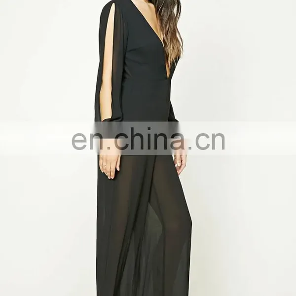 2017 New Design Red Black Chiffon Jumpsuit Pajama Womens Jumpsuit photo-3