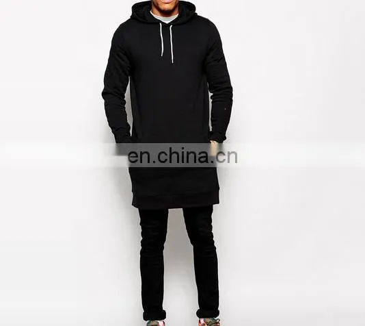 China Supplier Men's Clothing Custom Cotton/Polyester Fleece Extra Long Tail Hoodie Sweatshirt photo-5