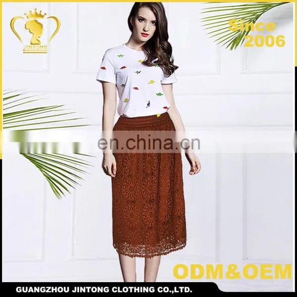 Women's Long Red Lace Maxi Skirt 2016