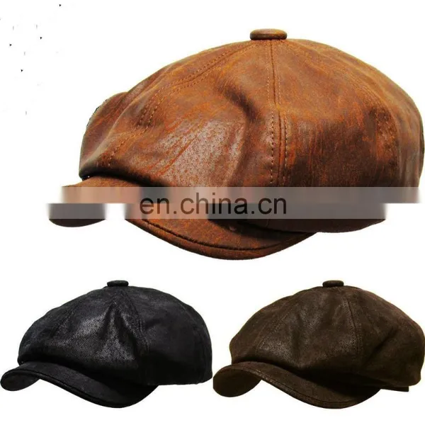 Genuine Leather Mens Ivy Hat Golf Driving Ascot Flat Cabbie Newsboy