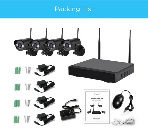 NVR Otdoor Weatherproof IP Camera Sricam 720P HD Wireless Security Camera System 4CH+4Ccameras photo-5