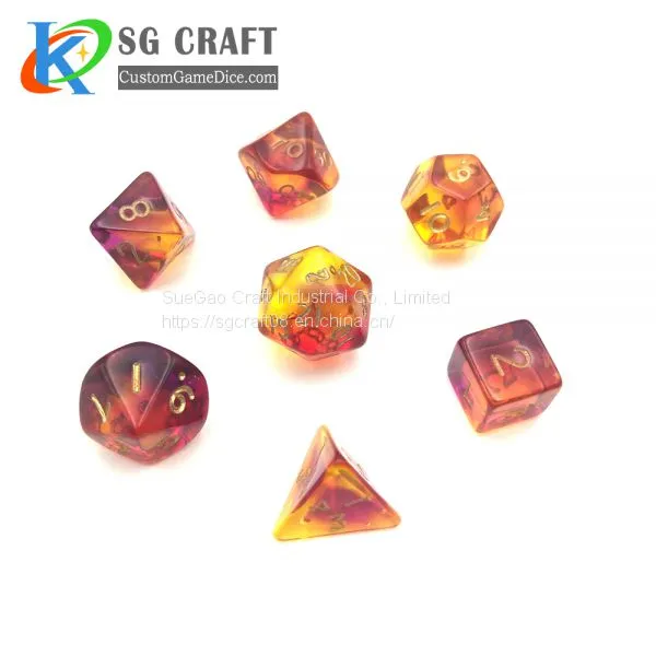 SueGao CARFT Factory Custom Colorful Polyhedral Plastic Dice Set