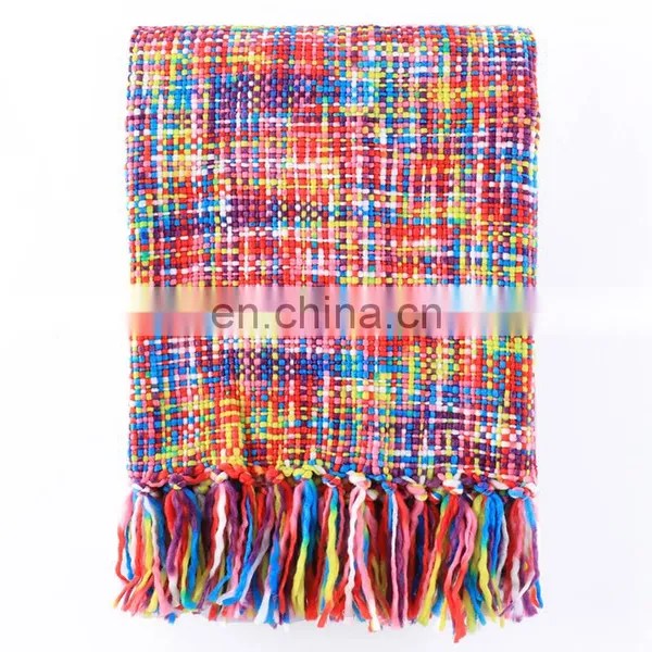 High Quality Tropical Style Multi-Color Rainbow Throw Blanket 63" X 49" photo-3