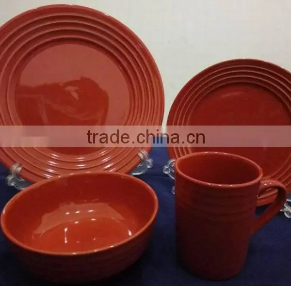 2016 New 16pcs Embossed Stoneware Dinnerware Set With Low Price photo-4