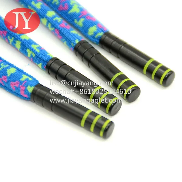Oval Shoelace Metal Aglet Print Logo Polyester String With Brass Aglet Shoe Cord Metal Ends photo-3
