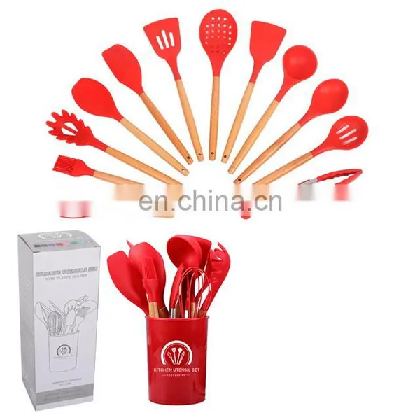 Amazon Best Seller 12 In 1 Set Silicone Cooking Tools Kitchen Utensils Set With Wooden Handle photo-5