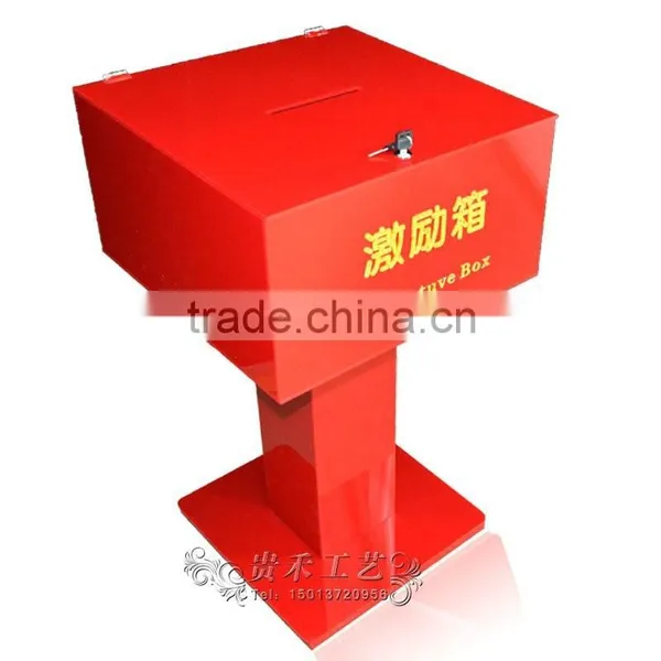 GH-RJ007 China Red Acrylic Donation Boxes With Lock,Elegant Black Donation Box photo-5
