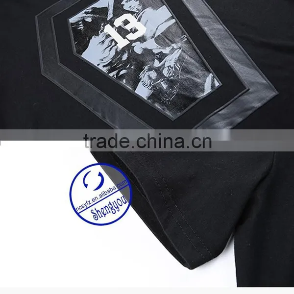 Wholesale Printed Cotton Custom Mens T-shirt With Side Zip photo-4
