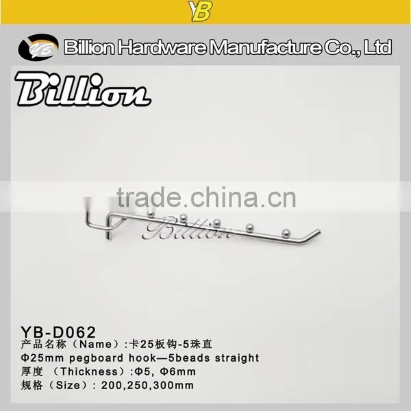 Customized Chrome Paint Pegboard Display Hooks With 5 Ball Waterfall for Pegboard photo-3