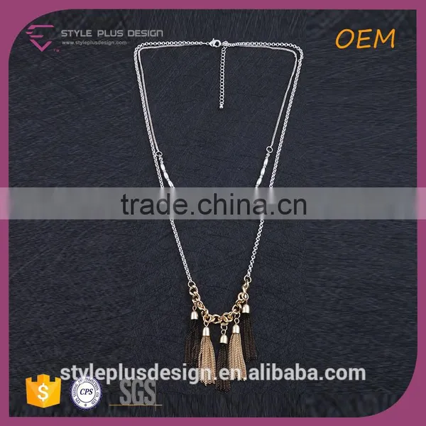 N72474Q03 Alloy Pendant Tassel New Model With Two Layer Necklace Brass Jewelry Gold Plating Chain From Long Elegant Necklace Quality Choice photo-3
