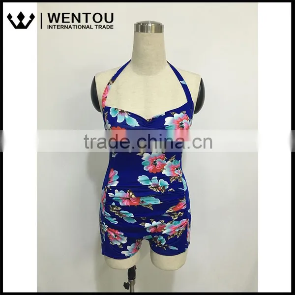 Retro Sexy Women Print One-Piece Bikini Swimsuit Monokini