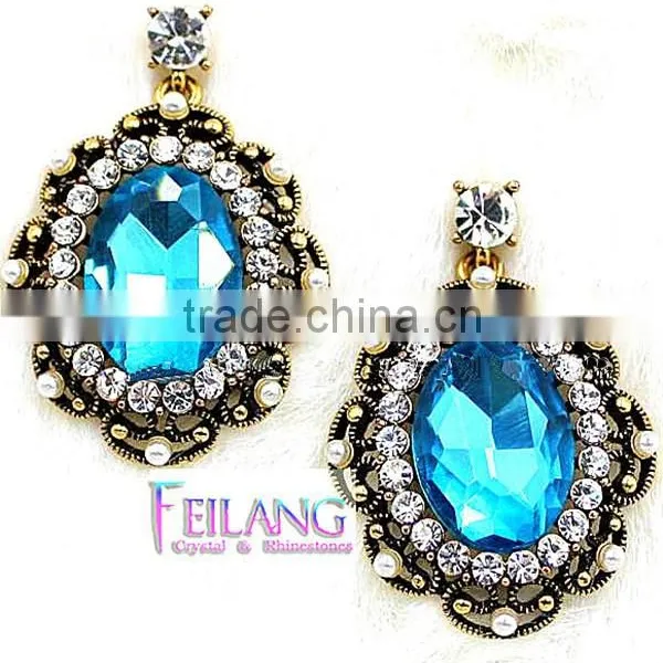 European And American Retro Inlaid Semi-precious Stones Drop Earrings photo-2