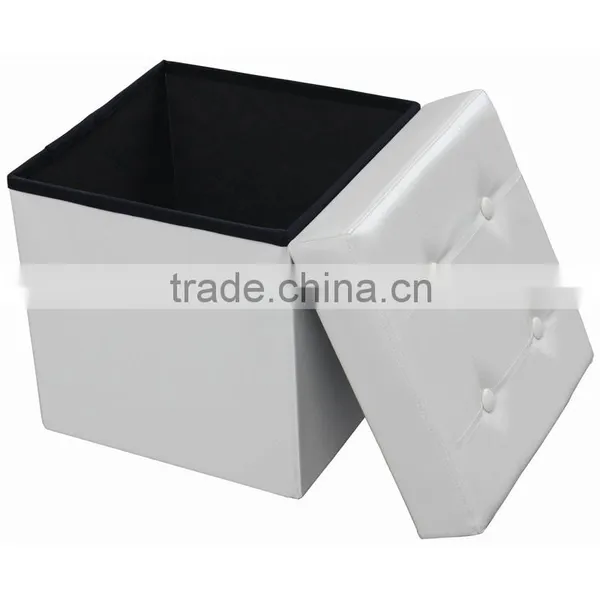 Purple Leather Ottoman photo-6