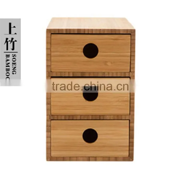 2015 Economic Fashion Custom Wood Box 3 Layers Drawer Bamboo Storage Box photo-4