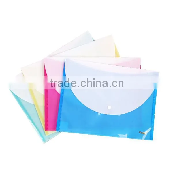 Two Pocket A4 Transparent Color Buckle File Pocket/Plastic Document Bag With Button photo-2
