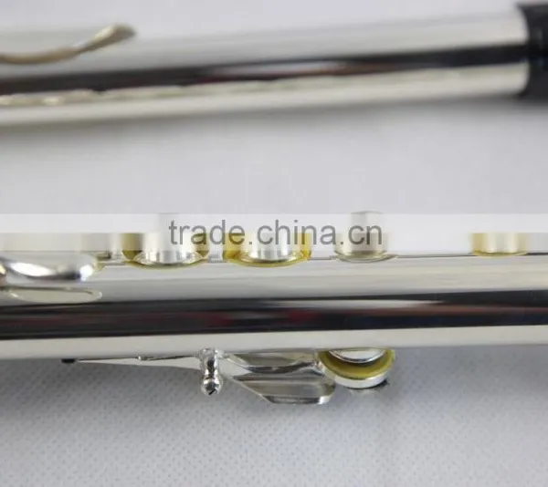 16 Holes Closed Key Silver Plated Flute for Children Double Mouthpiece photo-4