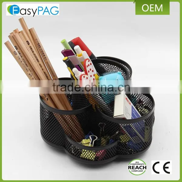 China Factory Made Desktop Fancy Custom Rotating Metal Mesh Pen Holder photo-2