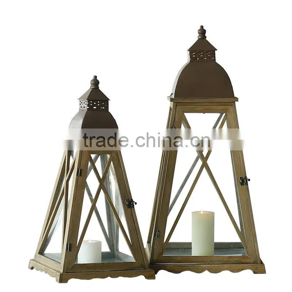 Hurricane Wooden Candle Holder Wooden Lantern With Glass Manufacture of Stylish photo-2