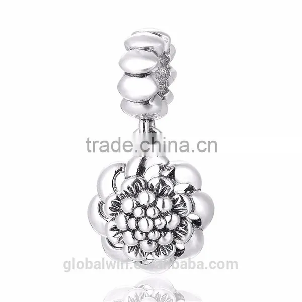 Blooming Royal Flower Pendant Oxidized 925 Silver Charm Custom Made Charms Wholesale New Design Ring Pendant Fit for Bracelet photo-3