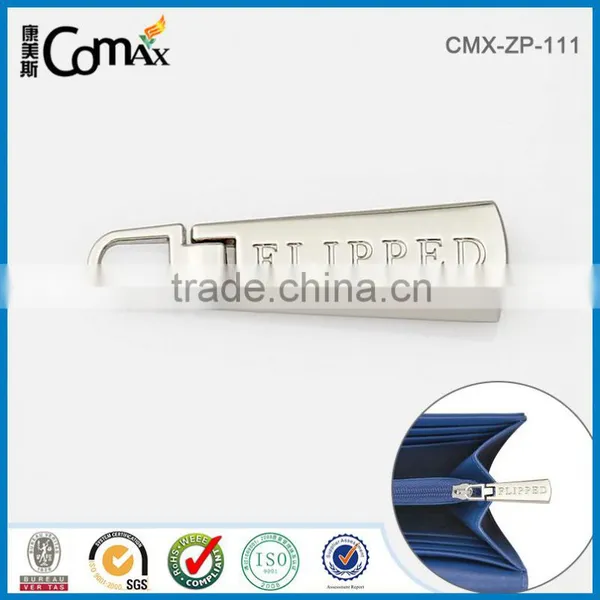 Fancy Custom Logo Curved Metal Zipper Ends Puller For Bag Accessories photo-3