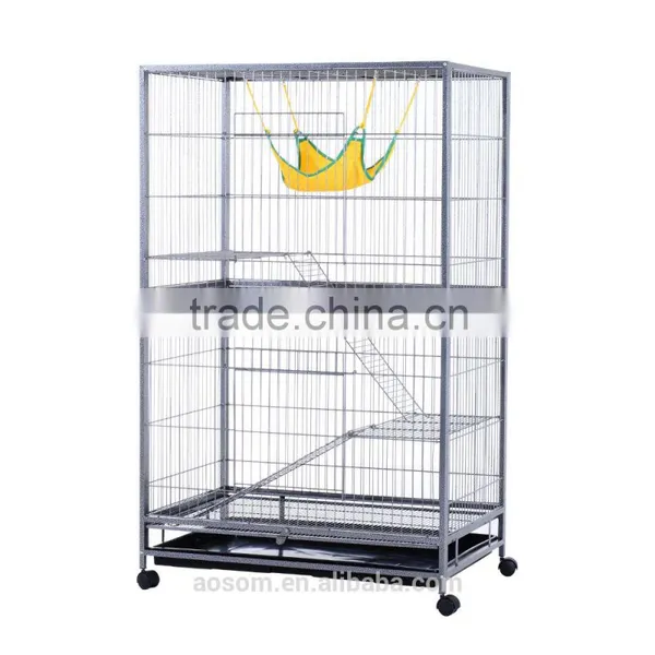 Pawhut 59" Indoor Hutch Small Animal Pet Cage With Stand - Black photo-5