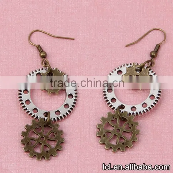 Cheap Fashion Imitation Jewelry New Popular Steampunk DIY 3pcs Gear Earrings Made in China Yiwu photo-3