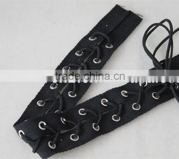 100% Cotton Lace Matal Eyelet Embroidery Lace Trim in Black Color for Ladies photo-4