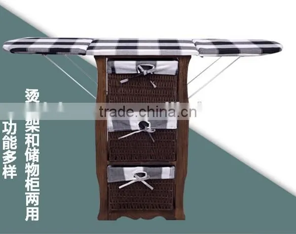 Wicker Drawer Wood Folding Ironing Board photo-2