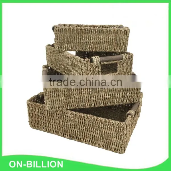 Set 4 Eco Friendly Household Sundries Storage Seagrass Weave Basket for Storage