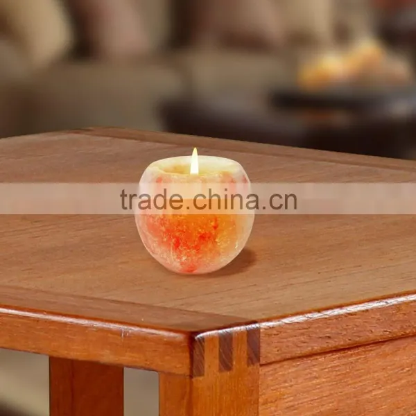 Handmade Candleholder Himalayan Round Crystal Rock Salt Votive Candle Holder photo-2