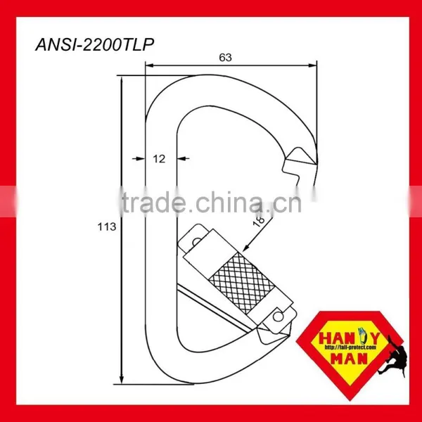 Steel Stainless With D Type Twist Lock Rescue Carabiner Hook photo-6