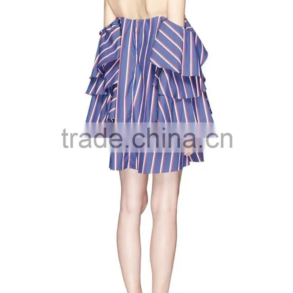 2017 Summer Cold Shoulder Stripe Shirt photo-3