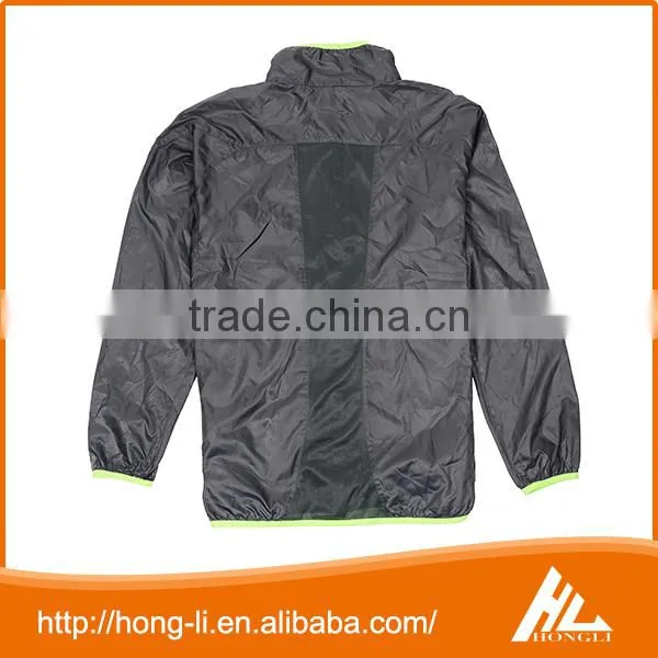Mens's Casual Outdoor Wear Custom Printed Lightweight Waterproof Black Windbreaker Jacket photo-6