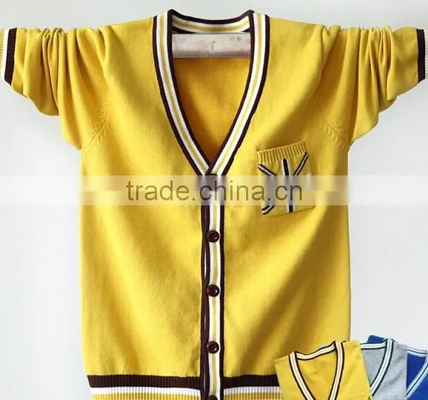 Wholesale Custom OEM Kids Plain Knitting Children Baby Unisex Boys Shcool Cardigan photo-3