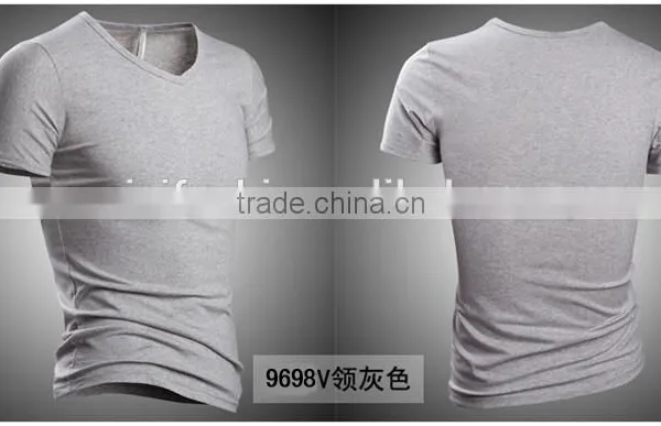 Wholesale Comfort Super Soft V-neck Blank Cheap Men Fitted 100% Preshrunk Combed Cotton T-shirts photo-4