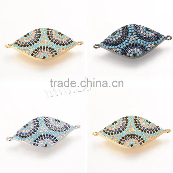 Fashion Jewelry Cubic Zirconia Micro Pave Horse Eye Brass Connector photo-2