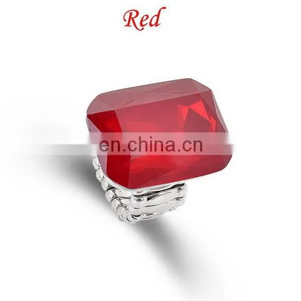 Fashion Rectangle Zircon Ring Stretched Knuckle Ring 7 Colors In Stock photo-5
