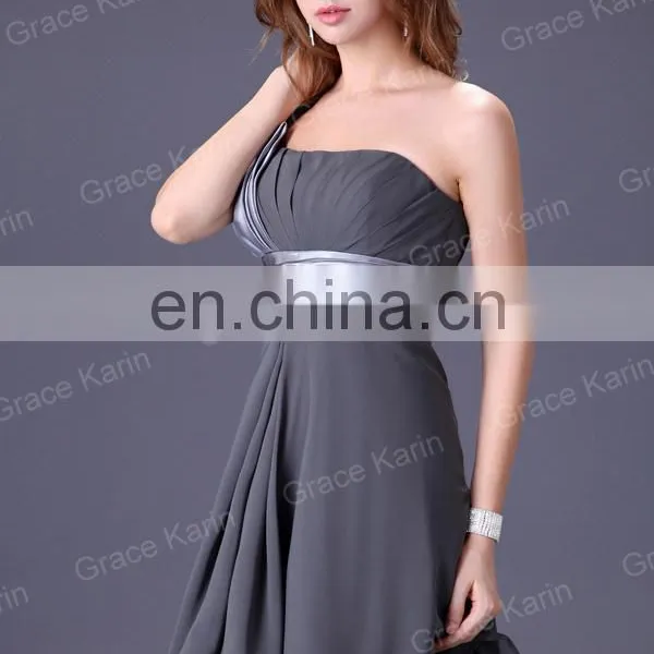 Grace Karin Chiffon One Shoulder Knee Length Bridesmaid Dresses CL4095 photo-5