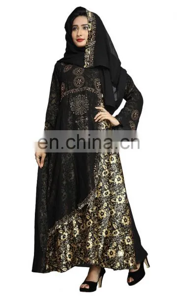 Women's 2017 Dubai Style High Quality Printed Burkha Abaya For Casual Arabic Islamic Wear (Printed Abaya) photo-4
