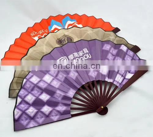 High Quality 26cmL Fabric Bamboo Folding Fan photo-5