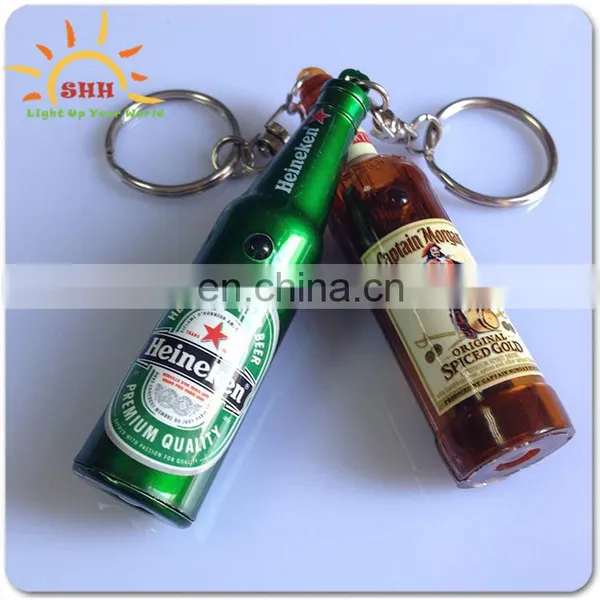Beer Shaped Led Torch Projector Light up Glow Key Ring Chain Wholesale for Decoration Promotion Gifts photo-5